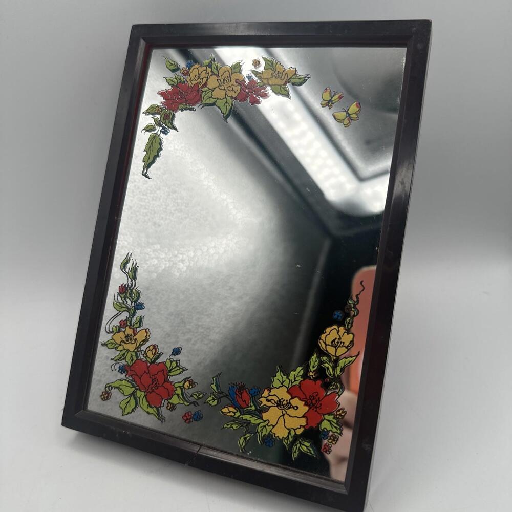 Vintage Working Yap’s Floral Music Box & Mirror Plays You light Up My Life